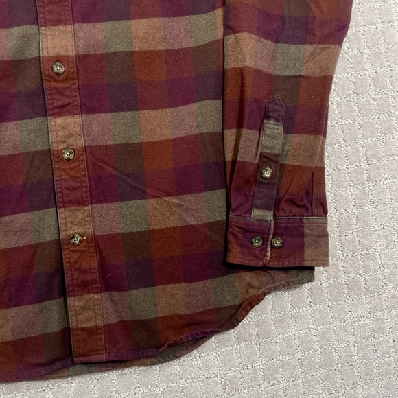 Carhartt Men's Brown Flannel Shirt Button Up Plaid Check Loose Fit Size Medium - Picture 4 of 6